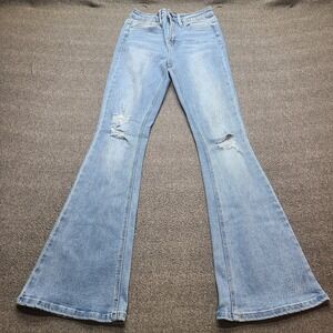 Fashion Nova Flare Jeans Womens 3 Light Wash Excellent Distressed Bell Bottoms